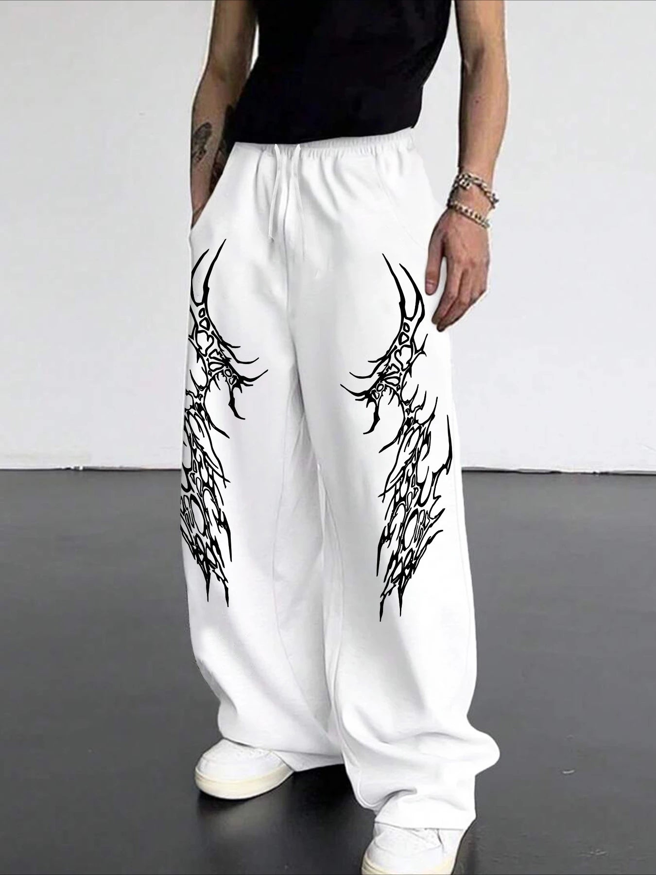 Men's 2026 New Dark Retro Striped Gothic Loose Straight Leg Pants
