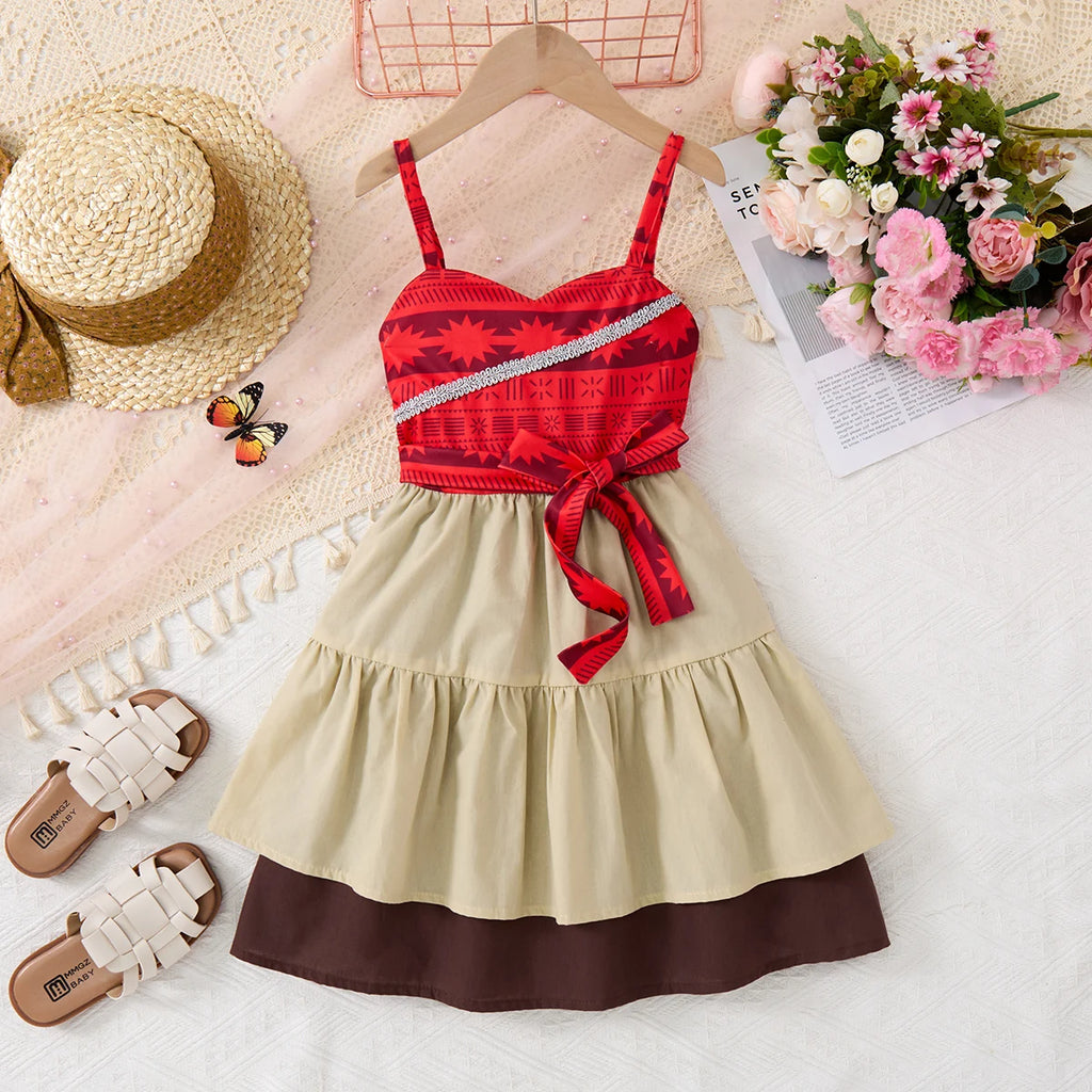 Girls Lace Up Sling Summer Dress, Sleeveless Dresses For 1-10 Years Cool Ventilated Clothes