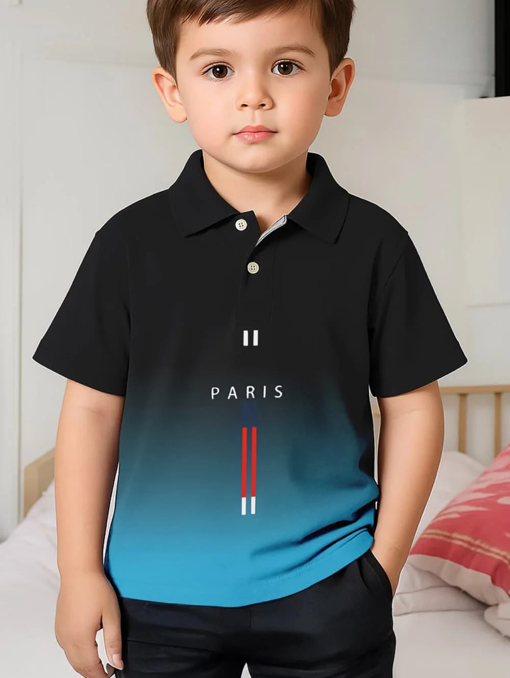 Polo Shirts for Kids, for Boys and Girls, with Gradient Striped 3D Print Fashion, also in Different Styles