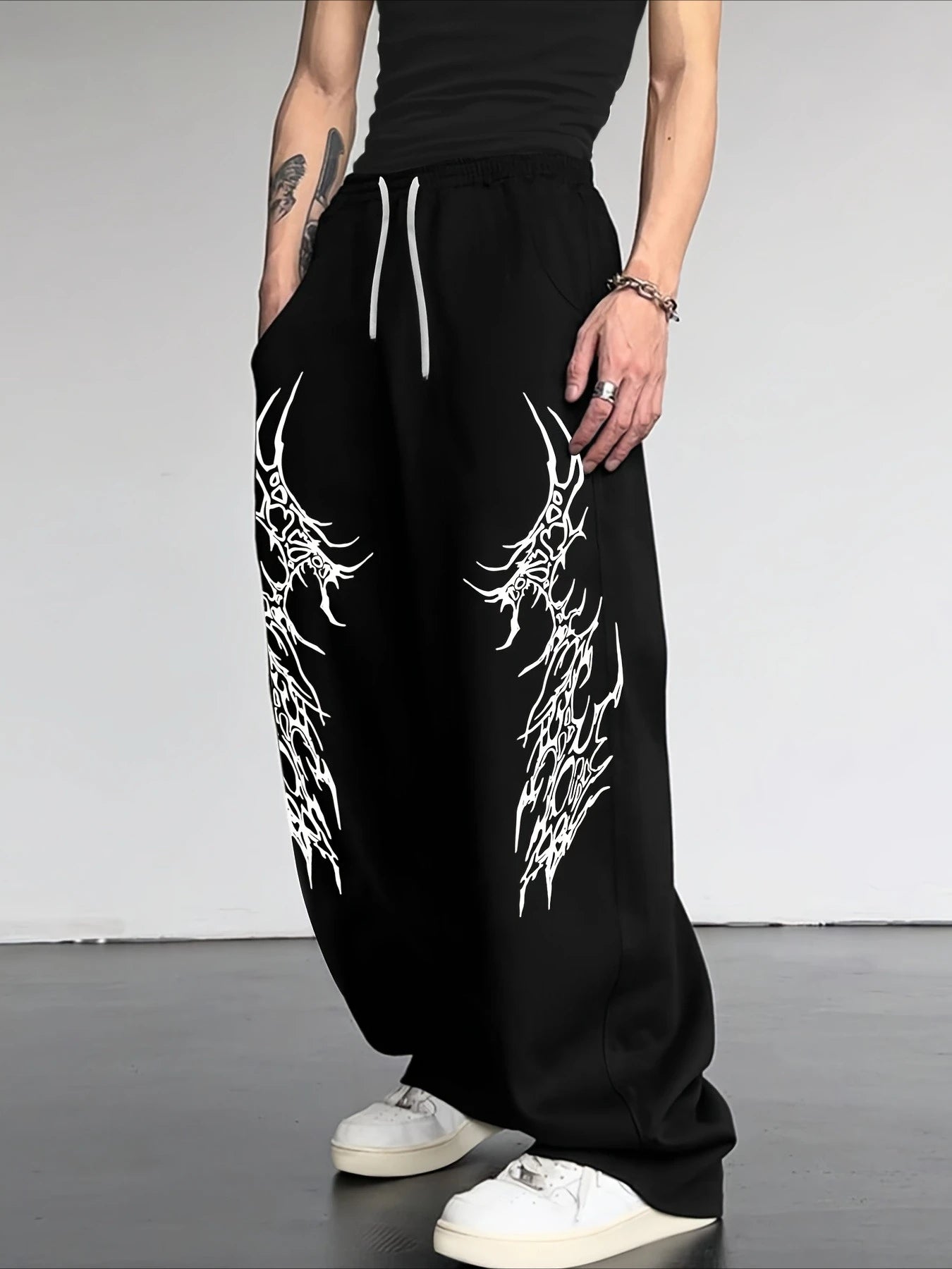 Men's 2026 New Dark Retro Striped Gothic Loose Straight Leg Pants