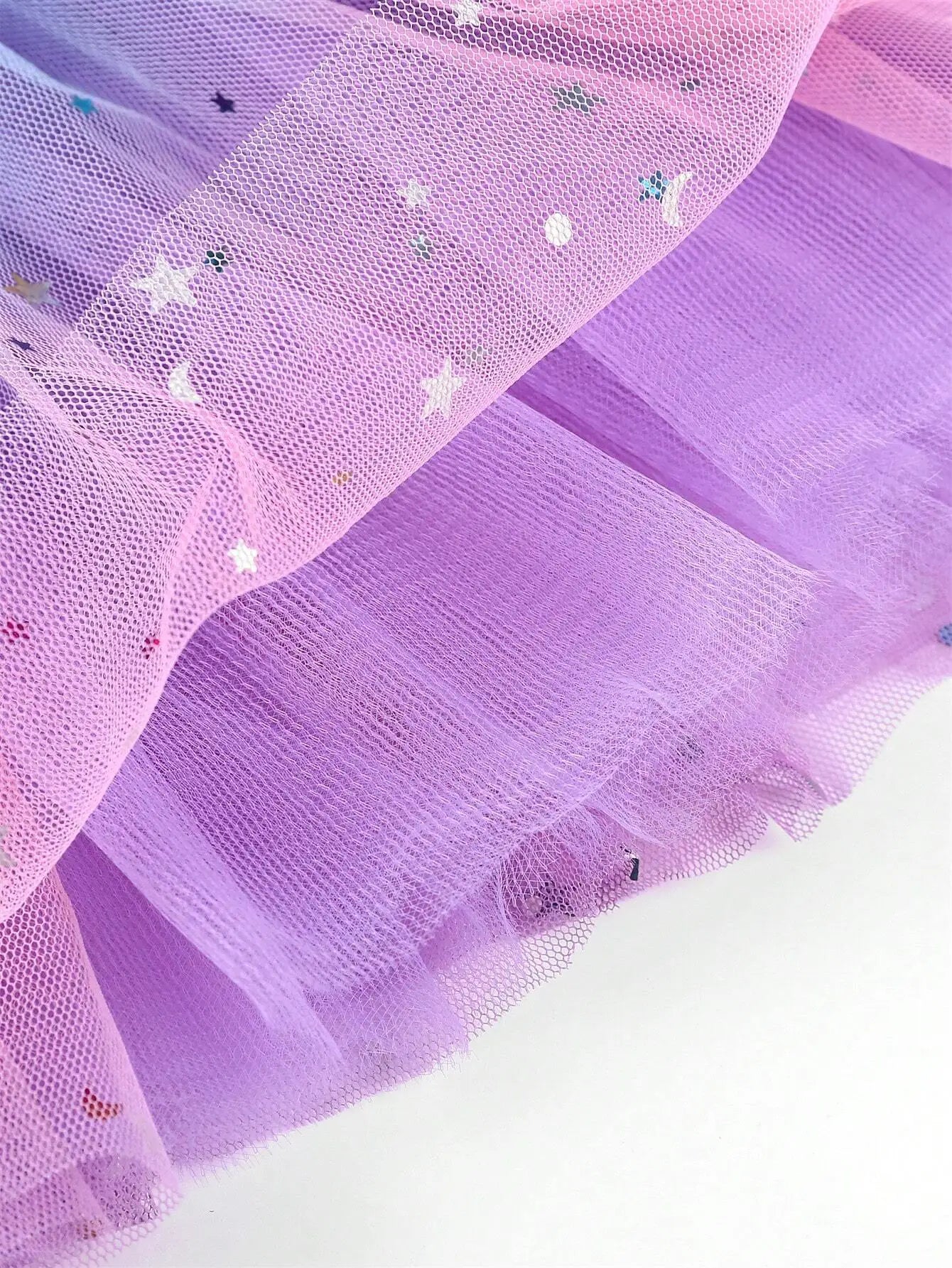 Girls' Gradient Tulle Skirt with Star & Moon Sequins
