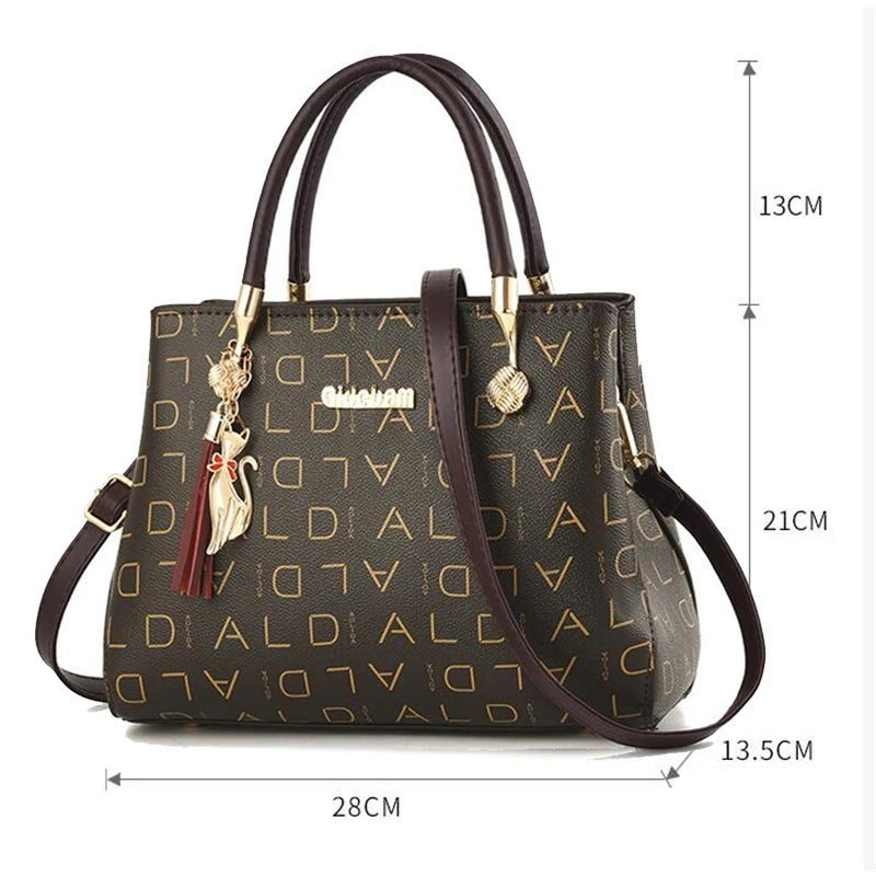 Ladies Luxury Designer PU Leather Tote Handbag with Large Capacity