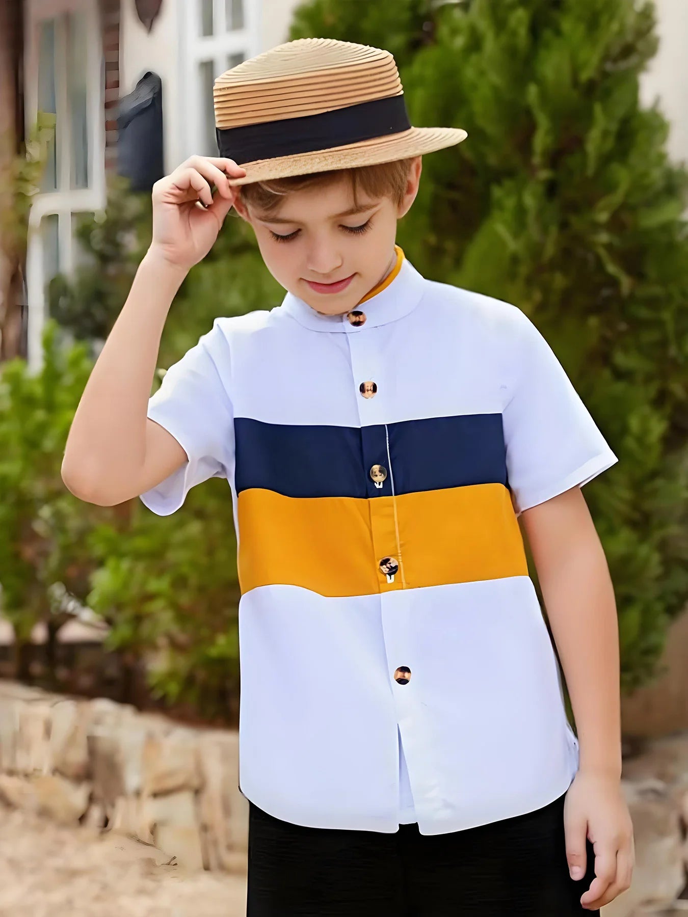 Boy's Casual Short-Sleeved Button-Down Shirt, Comfortable for Anytime Wear