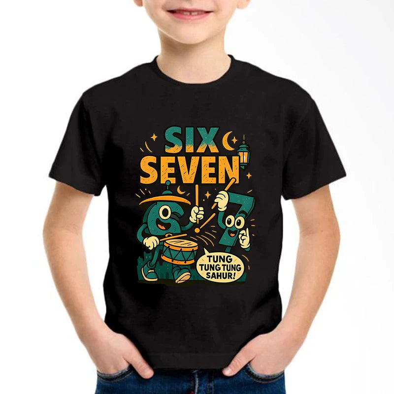 New Funny Six Seven Italian Brainrot Graphic Print T-Shirt Boy/Girl