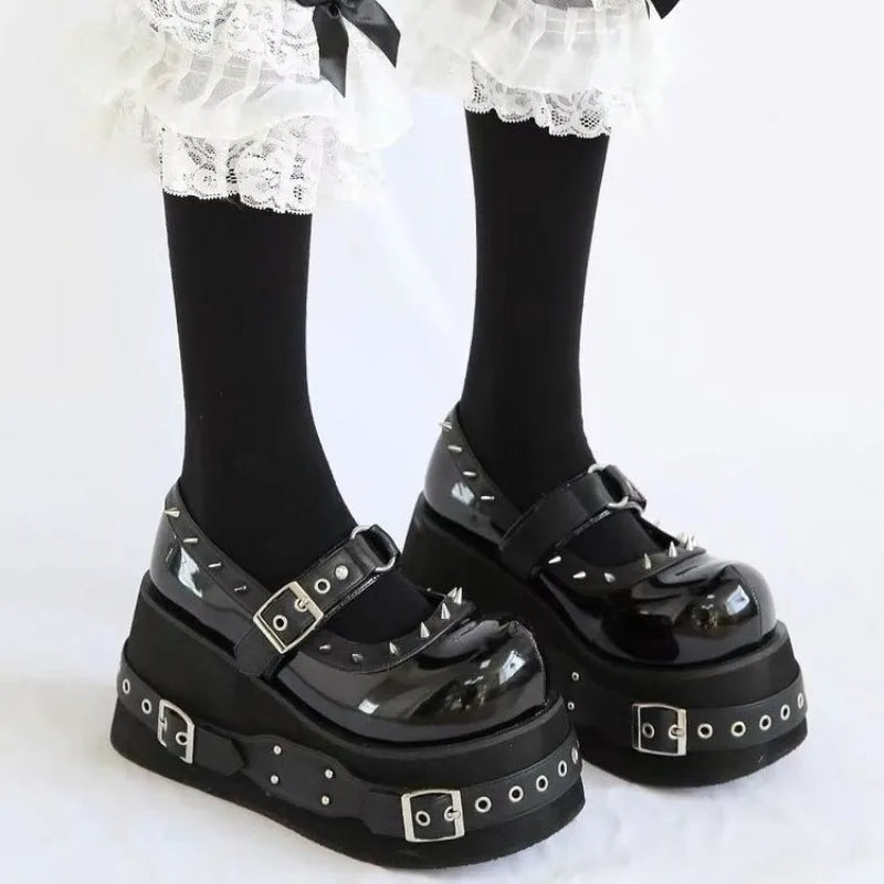 Sneakers Wedge High Heels Shoes Hot Star Graffiti Shoes on Platform Gothic