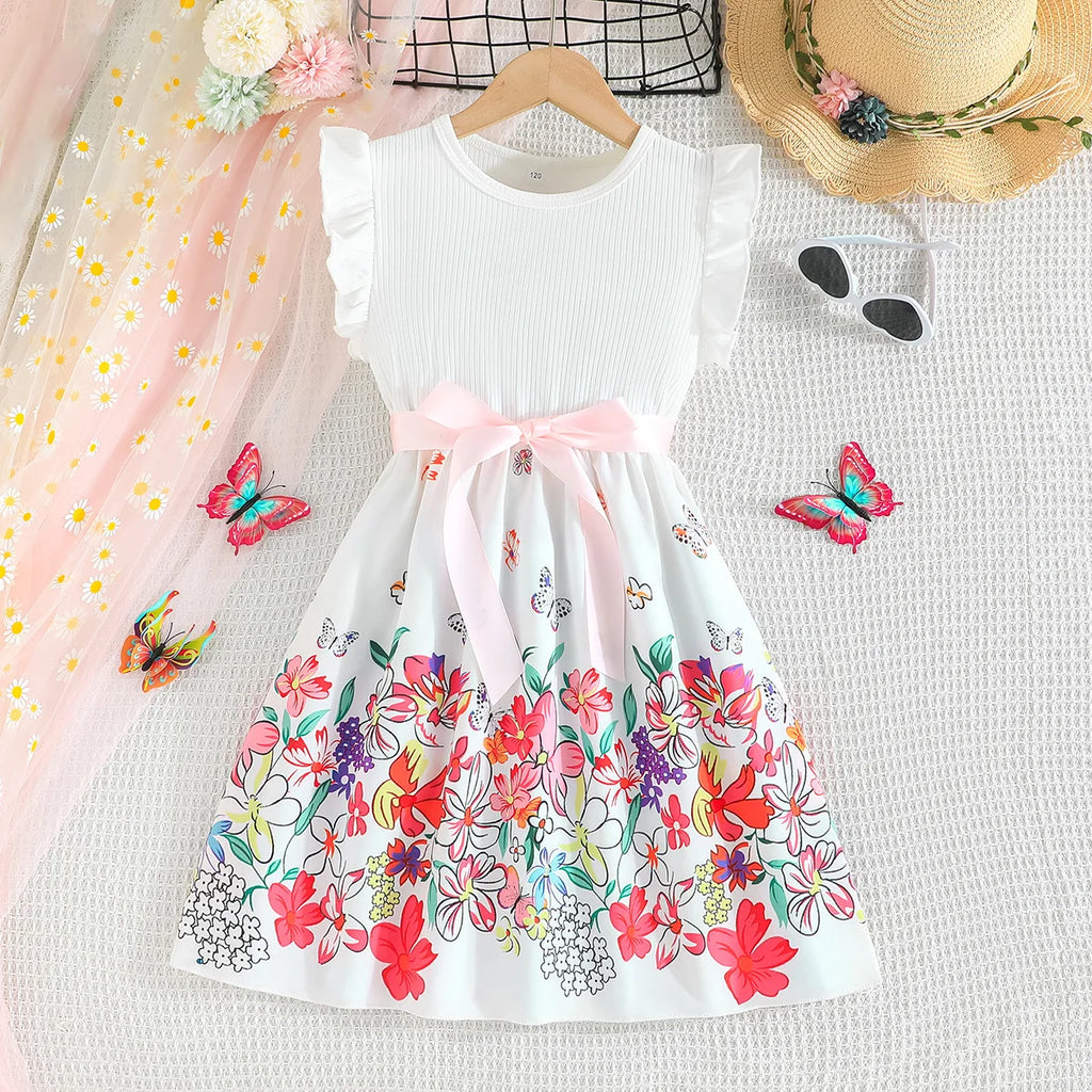Girls Lace Up Sling Summer Dress, Sleeveless Dresses For 1-10 Years Cool Ventilated Clothes