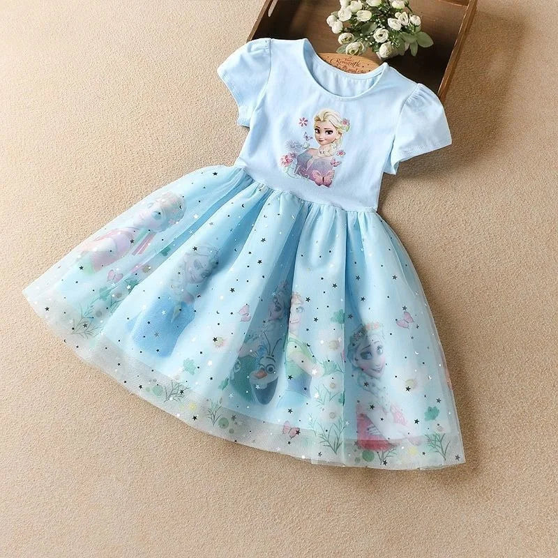 Girls Summer Fashion Elsa Princess Dress