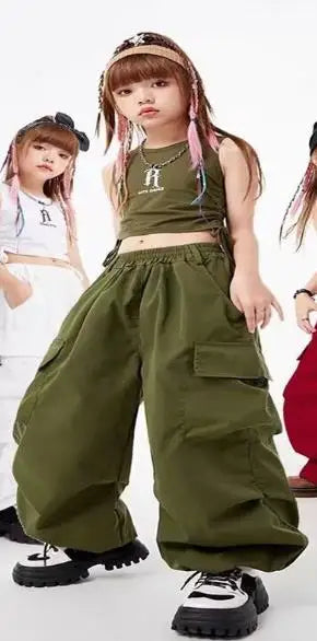 New Summer Streetwear Cargo Pants for Teenage Girls, Baggy Wide Leg