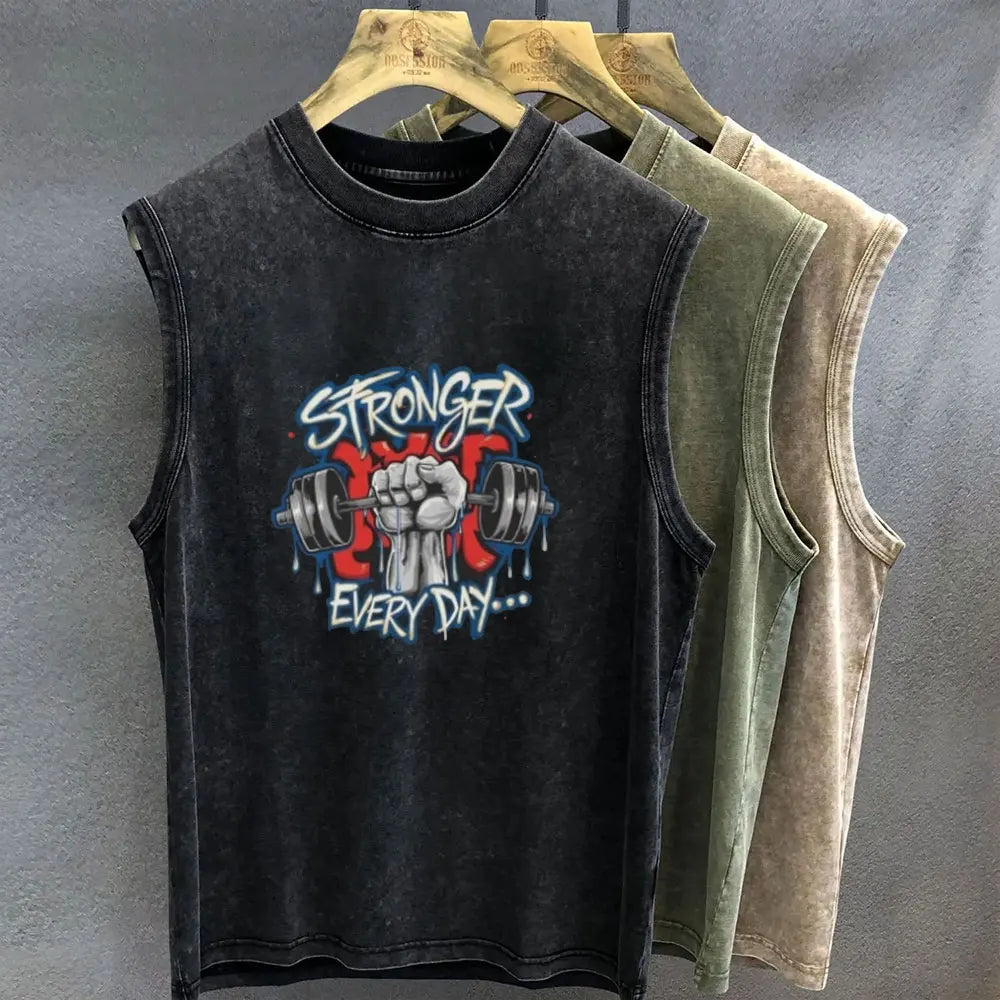 Oversized T Shirt for Men, Vintage Washed, Graphic Print Tank Top Sleeveless Vest