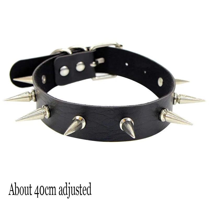 Woman Black Punk Choker Collar Necklace, Spike Chocker Gothic Cosplay Accessories