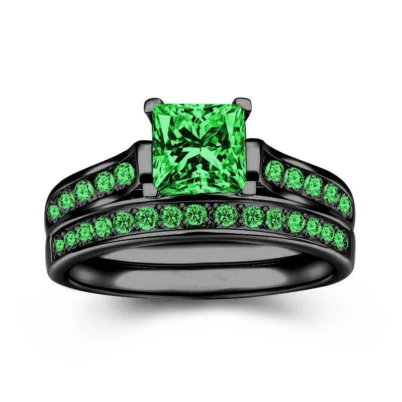 Couple Rings Romantic Purple Rhinestones CZ Rings Set, Trendy Steel Celtic Dragon Rings