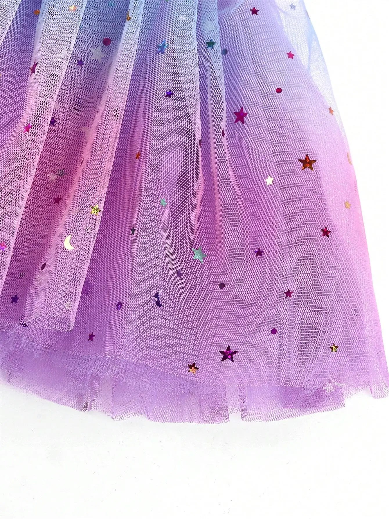 Girls' Gradient Tulle Skirt with Star & Moon Sequins