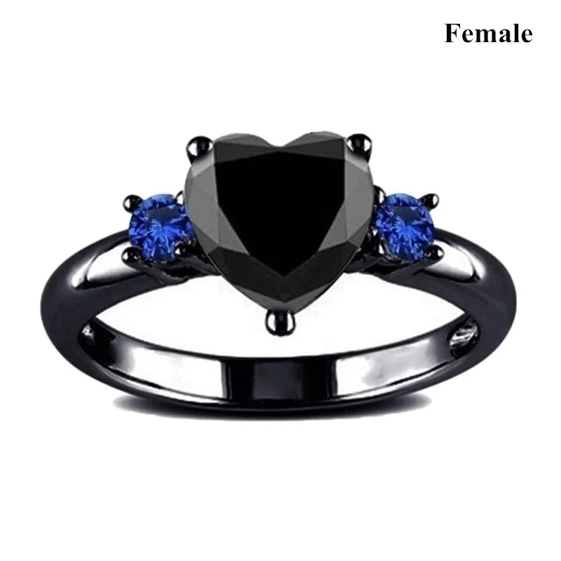 Couple Rings Romantic Purple Rhinestones CZ Rings Set, Trendy Steel Celtic Dragon Rings