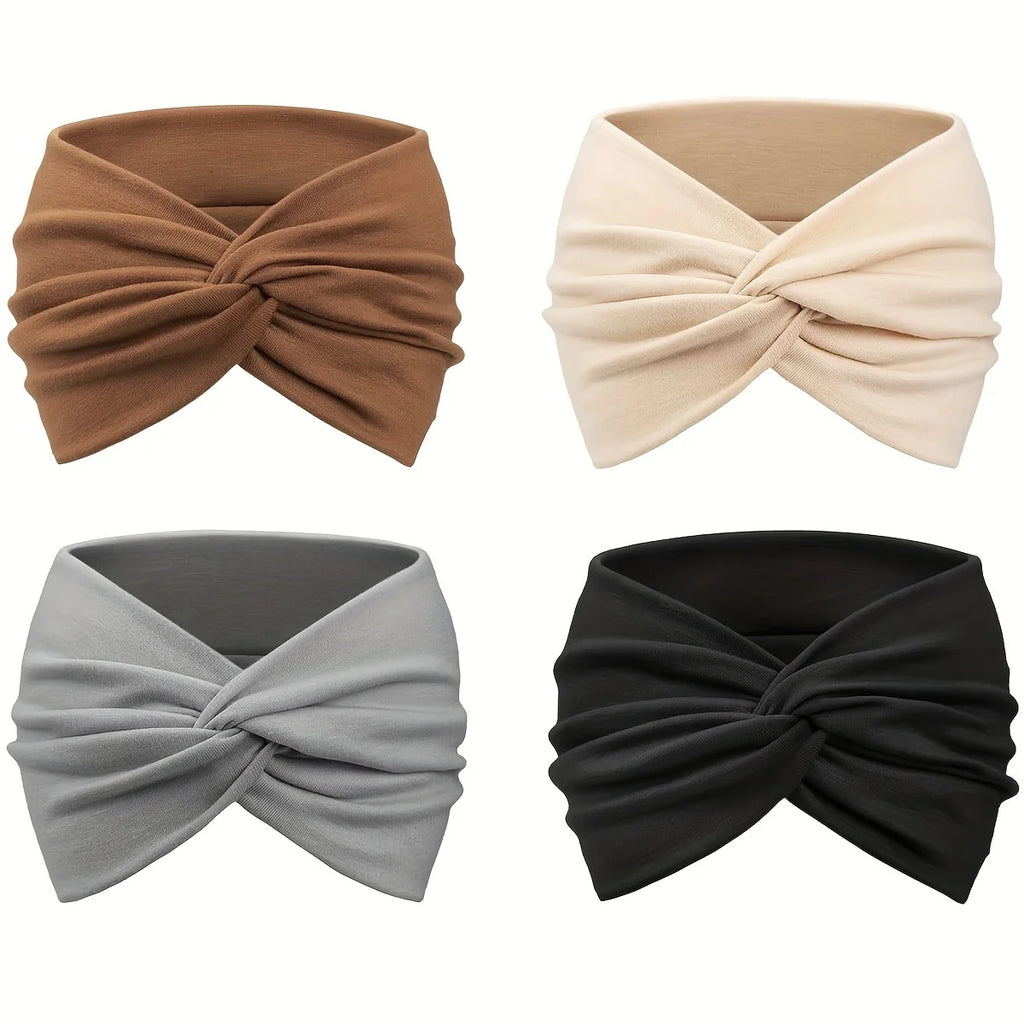 4Pc Soft Knitted Sports Headband For Women