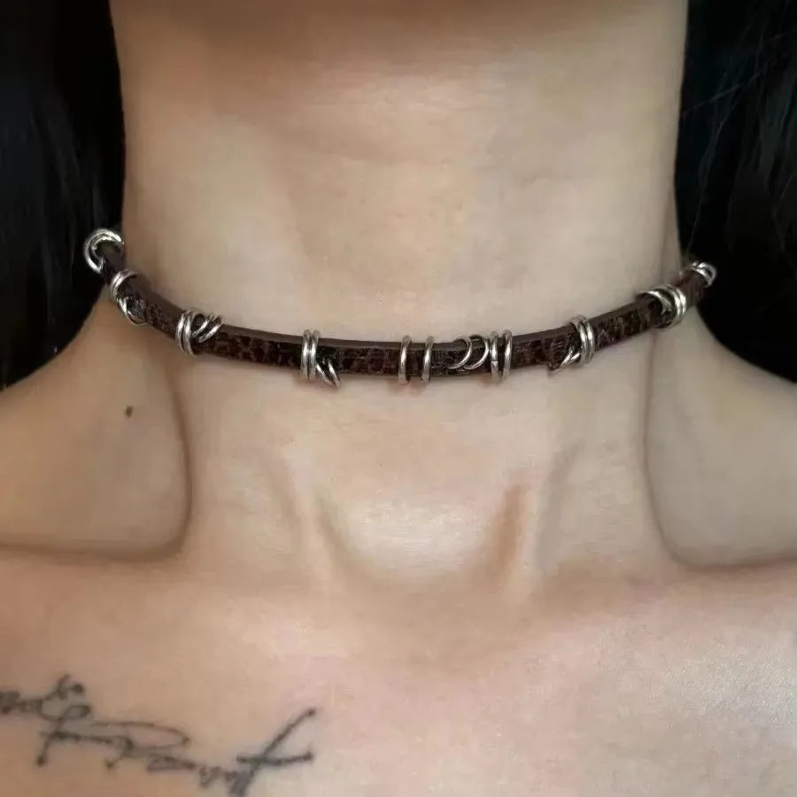 Y2K Cat Claw Star Heart Pendant, Plush Leopard Bone Choker,
