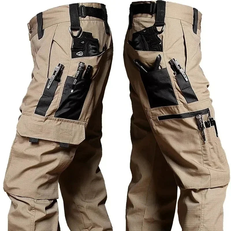 New Men's Tactical Work Cargo Trousers Multi-Pocket and Waterproof