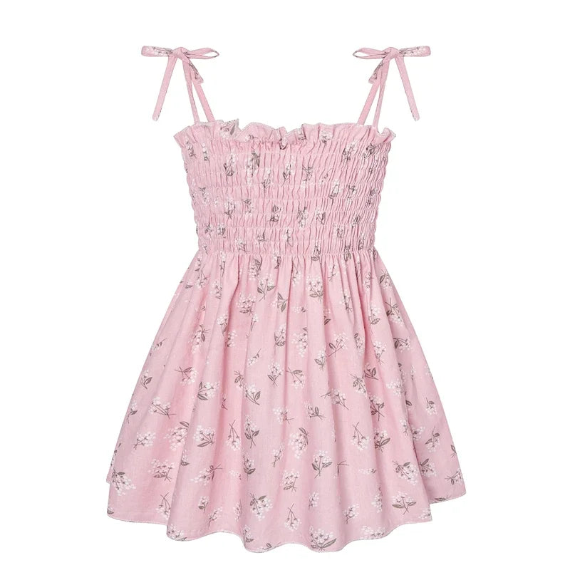 Girls Sleeveless Cotton Flower Strap Sundress, 1-6yrs