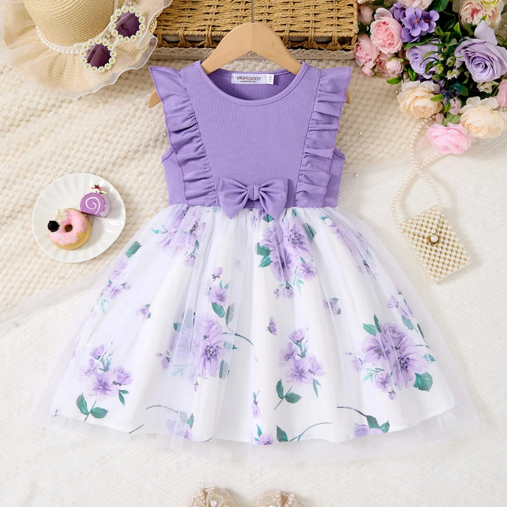 Girls Lace Up Sling Summer Dress, Sleeveless Dresses For 1-10 Years Cool Ventilated Clothes
