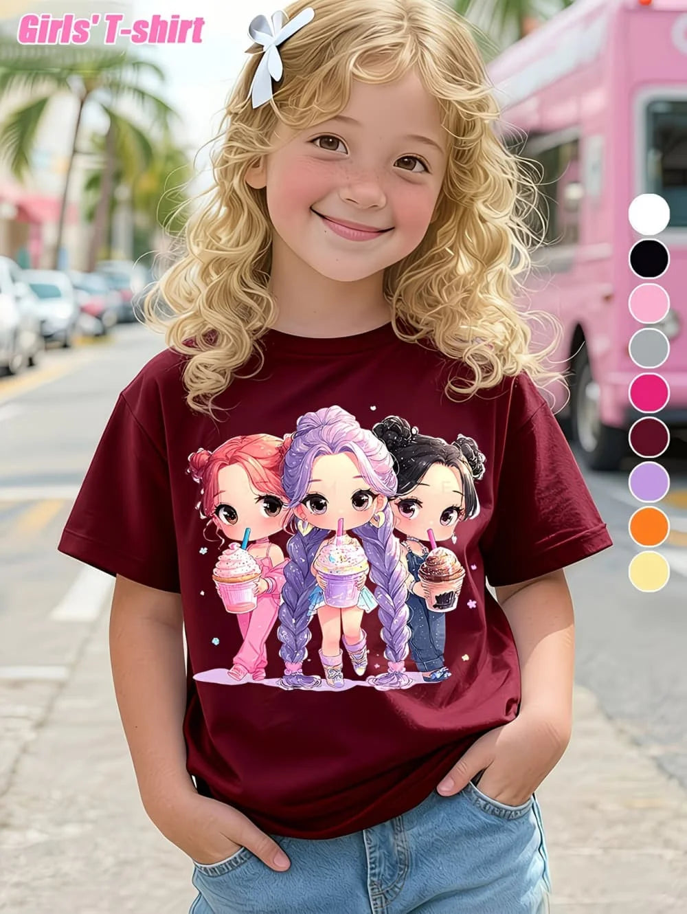 Summer Kpop Popular Children's Design Style, Round Neck, Short Sleeve, Choose your Color