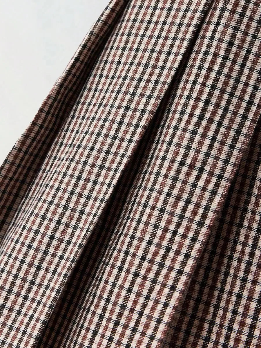 Girls Plaid Pleated Mini Skirt with Belt - Classic Checkered Design