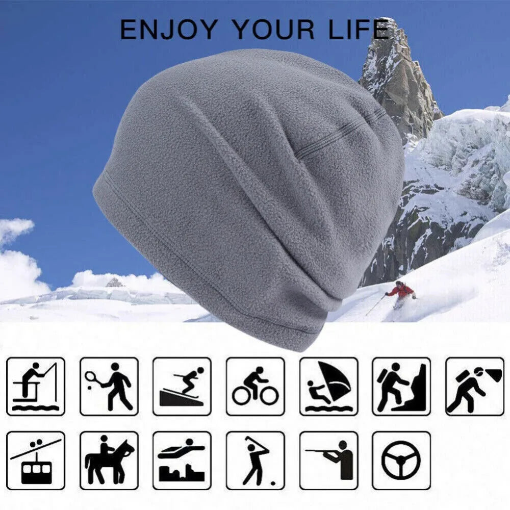 Unisex Winter Fleece Skull Cap Helmet Liner Ski Thermal Beanie Thick Windproof Watch Cap