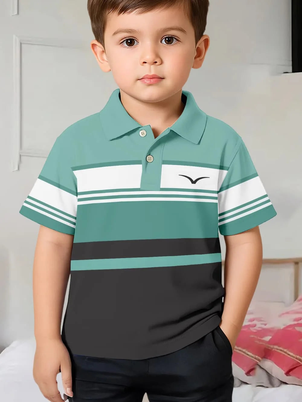 Polo Shirts for Kids, for Boys and Girls, with Gradient Striped 3D Print Fashion, also in Different Styles