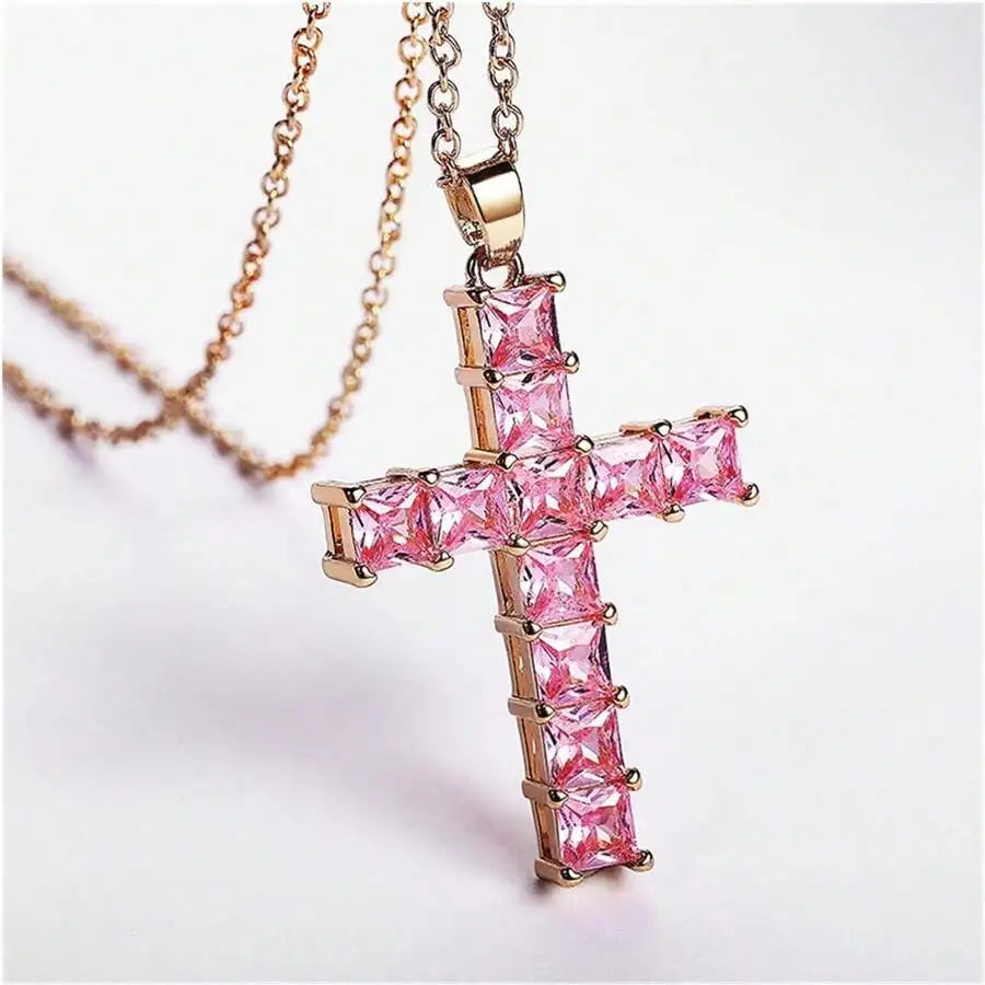 New Fashion Necklace Pendants, Multi Color Crystal Cross Pendant