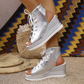 Fashion Leopard Print Casual Sandals, Open Toe, Comfortable, Lace Up