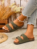 Women's Teen Mules Vintage Casual Slip-On Shoes Pu Upper Double Strap with Adjustable Buckle