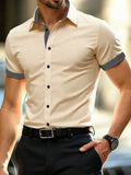 New Men Short Sleeve Color Shirts, 95% Polyester 5%Spandex