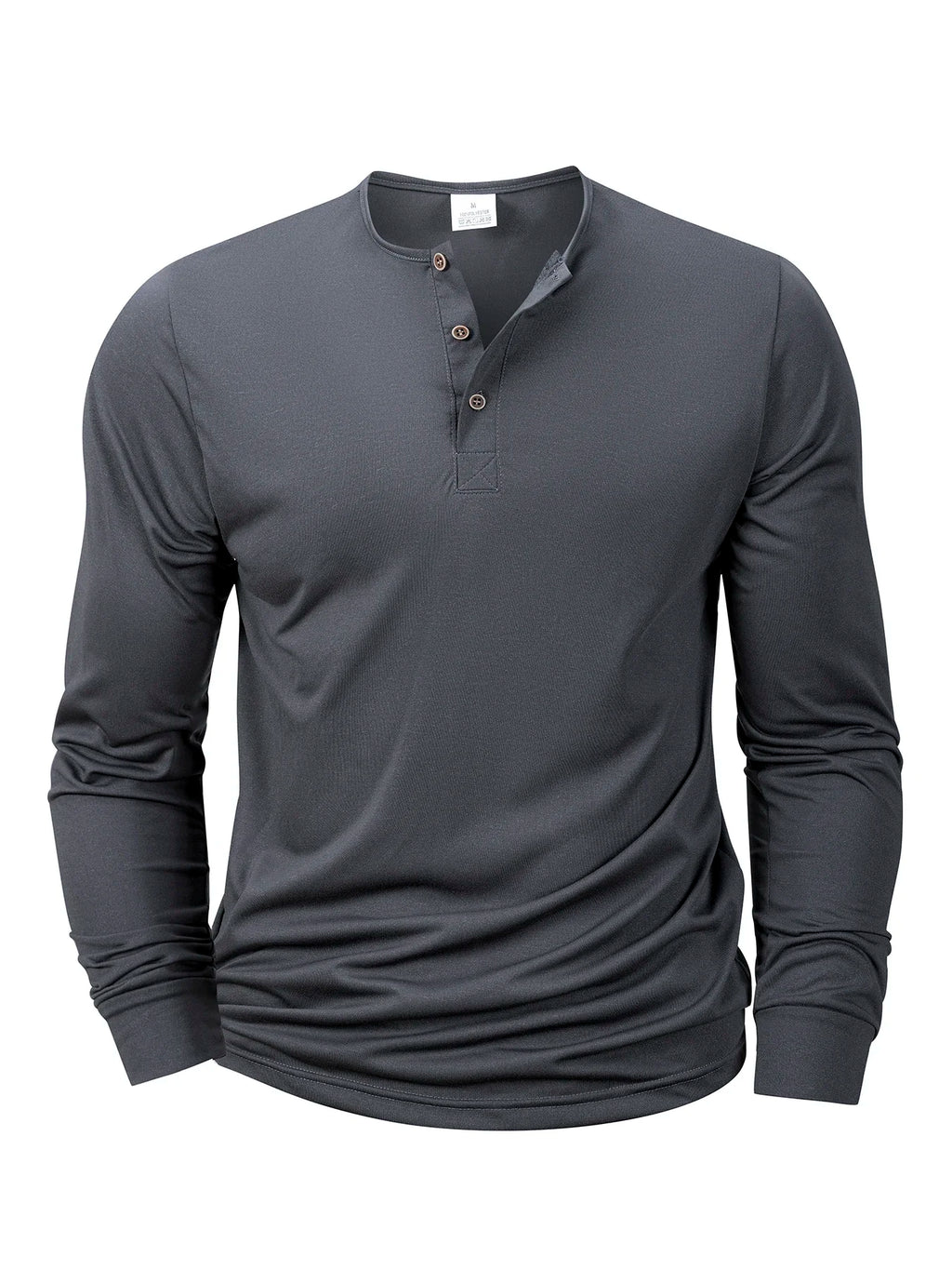 New Men's Henley Long Sleeve T-shirts, Basic Casual Collar, Comfortable Soft Pullover