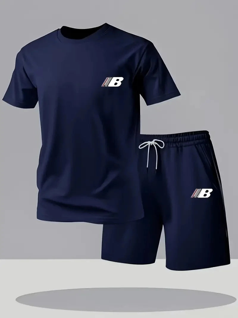 Men's Breathable Sportswear, Short Sleeve and Shorts, Lightweight and Comfortable