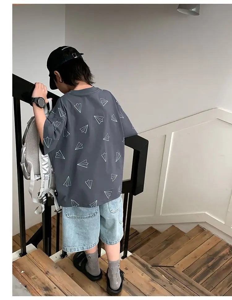 Boys Denim Shorts, New Kids Solid Color Fashion, Knee Length Shorts