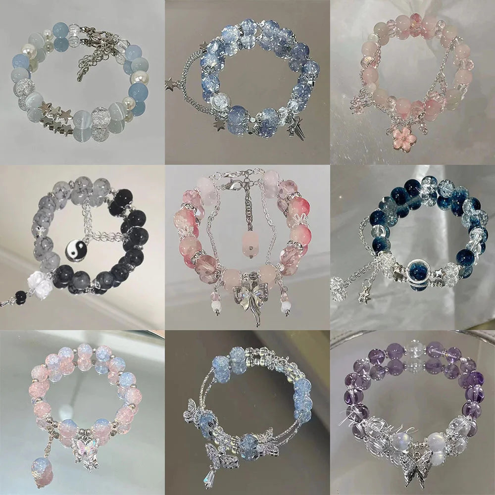 New Simple Crystal Bead Bracelet for Women and Girls