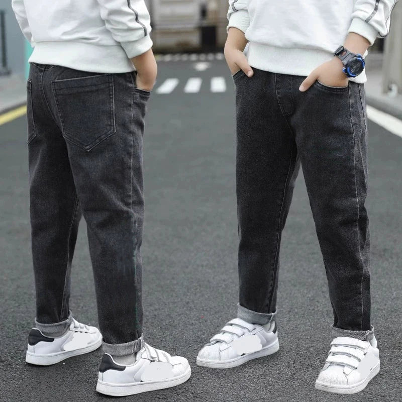New Boys Jeans Fashion Splicing Slim Fit Style Denim Pants