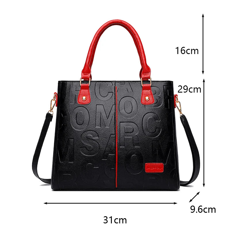 Ladies Luxury Designer PU Leather Tote Handbag with Large Capacity