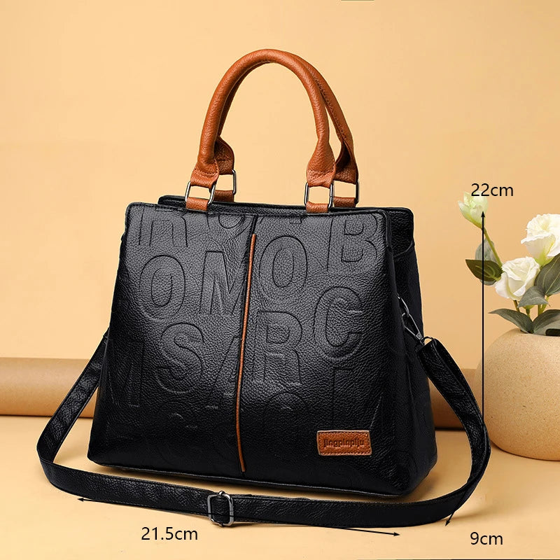 Ladies Luxury Designer PU Leather Tote Handbag with Large Capacity