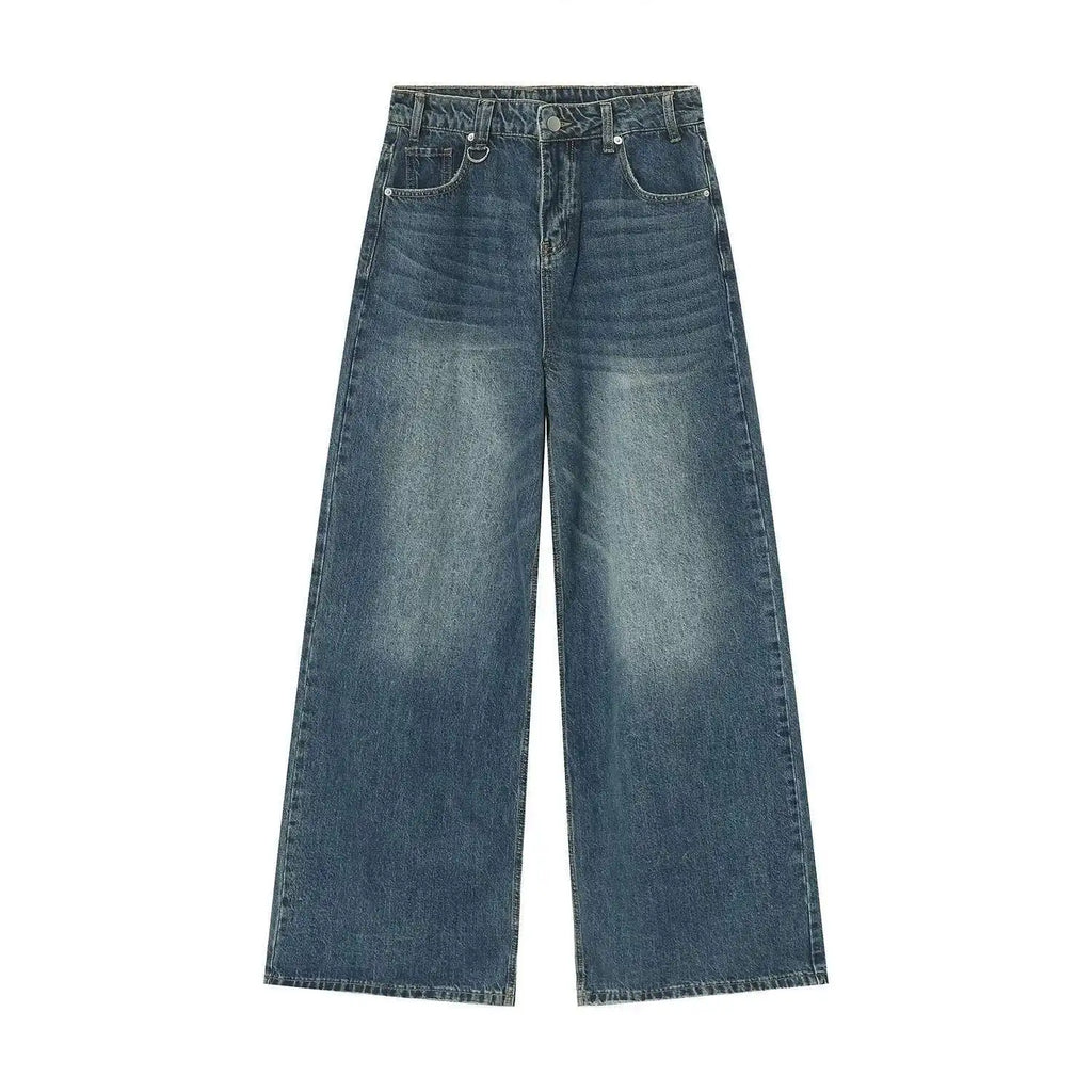 IEFB Vintage Camouflage Men's Jeans Fashion Washed Casual Wide Leg Denim Pants Autumn Winter Loose Male Trousers Old Blue 9C354