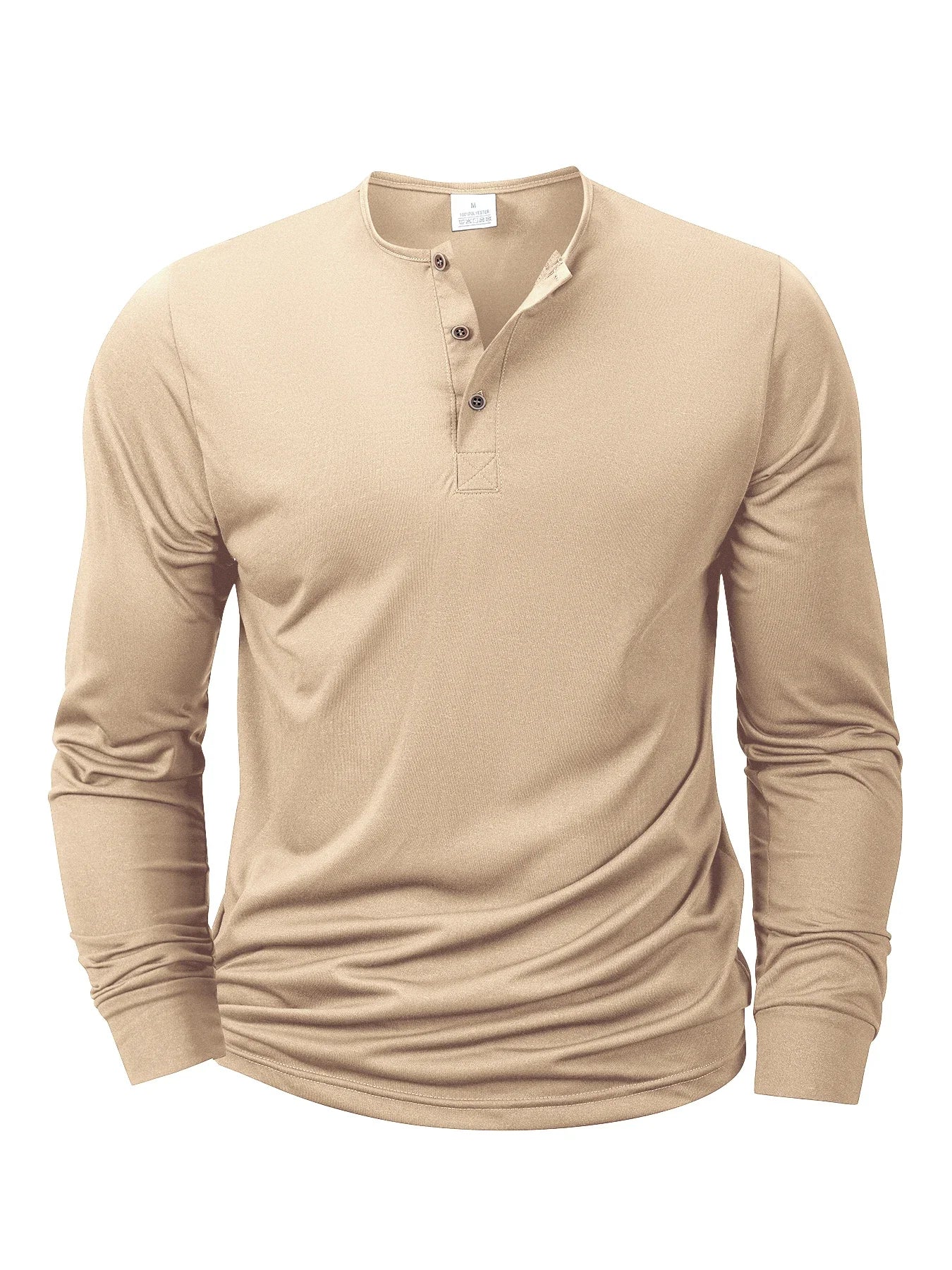 New Men's Henley Long Sleeve T-shirts, Basic Casual Collar, Comfortable Soft Pullover