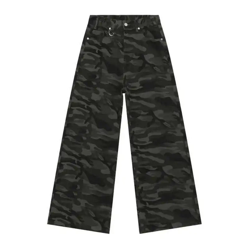IEFB Vintage Fashion Camouflage Men's Jeans, Wide Leg Denim Pants
