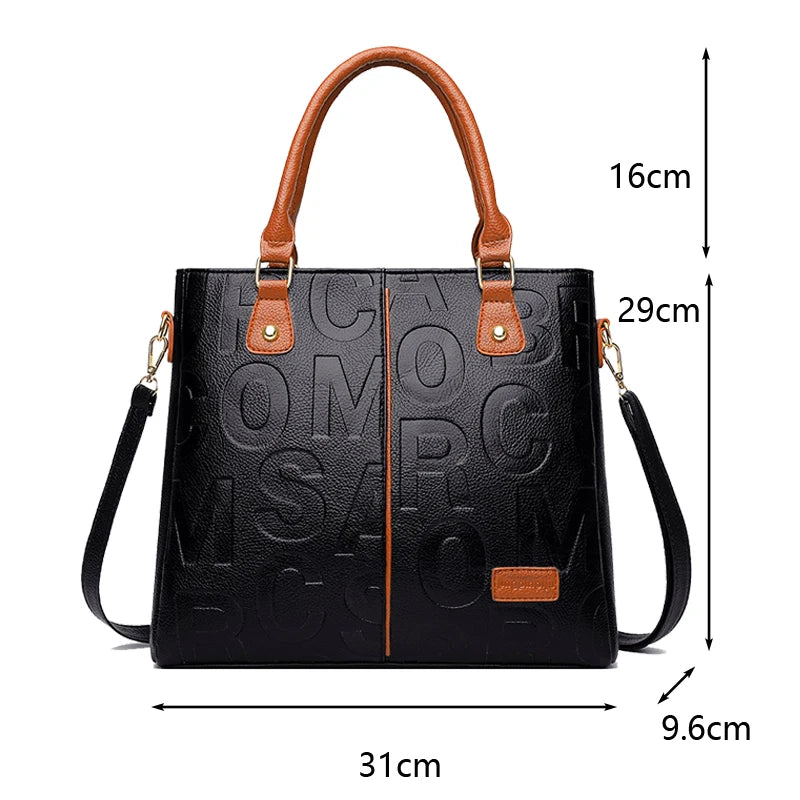 Ladies Luxury Designer PU Leather Tote Handbag with Large Capacity