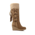 Large Size Women's Furry High-Top Booties with Buckle Snow Boots