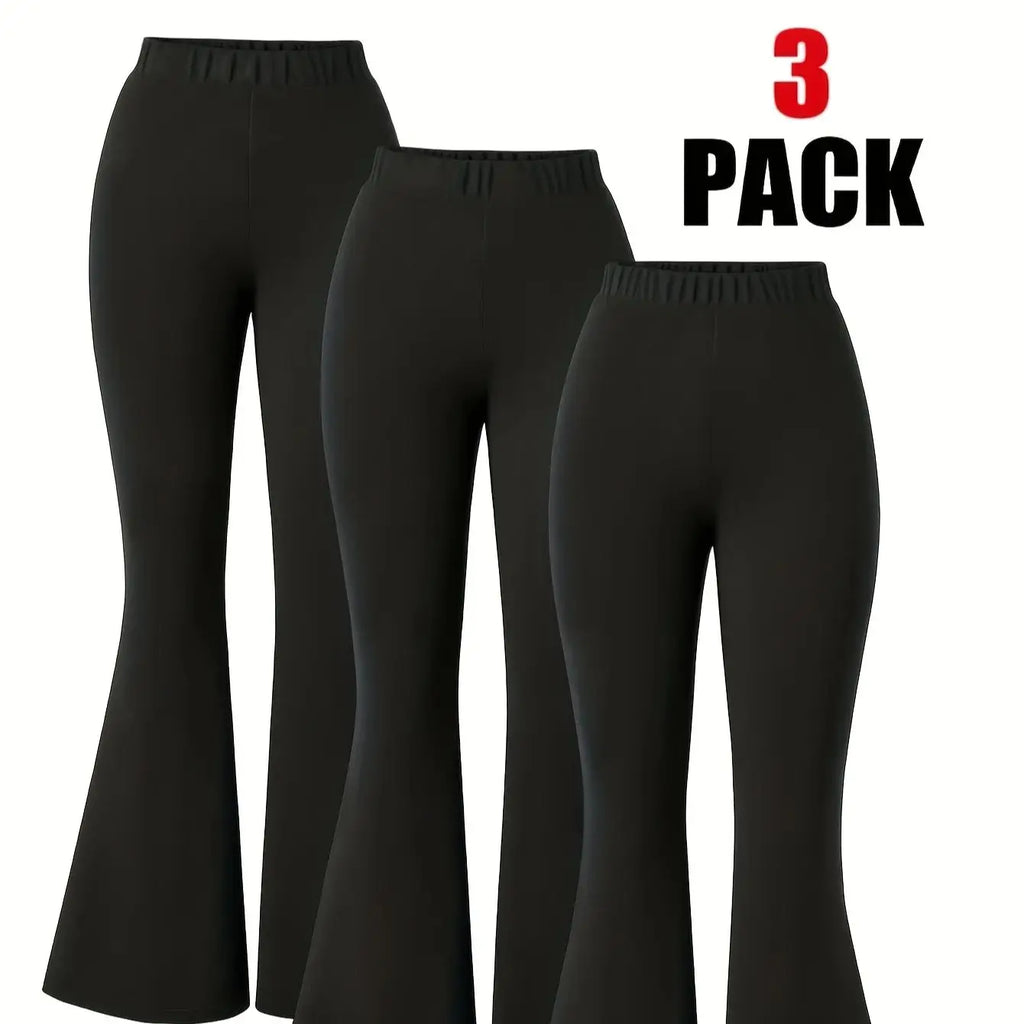 Girls' 3Pc Black Bell-Bottom Pants, Comfortable and Fashionable Ages 3-11,