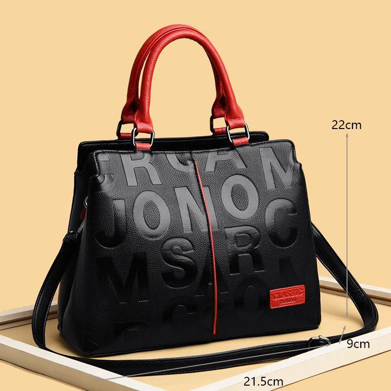 Ladies Luxury Designer PU Leather Tote Handbag with Large Capacity