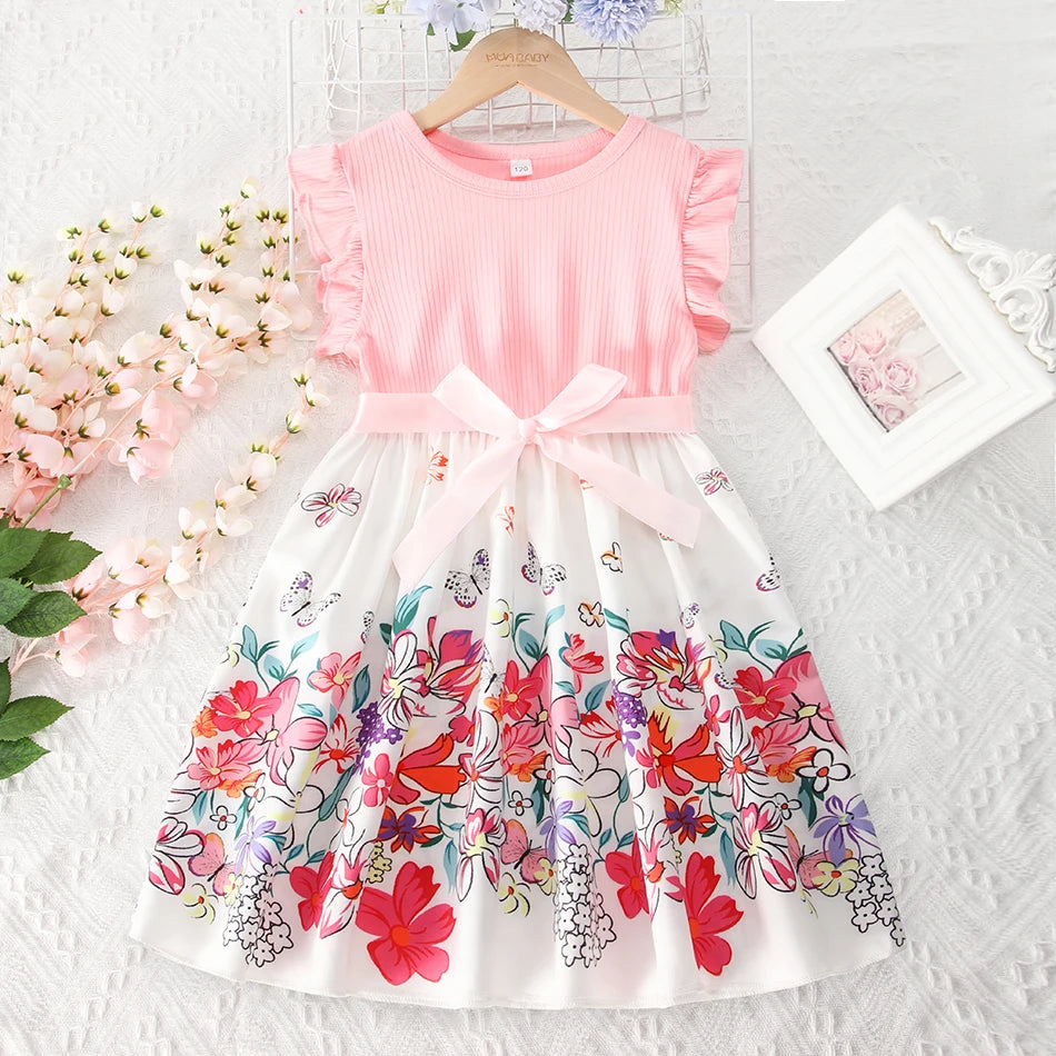 Girls Lace Up Sling Summer Dress, Sleeveless Dresses For 1-10 Years Cool Ventilated Clothes