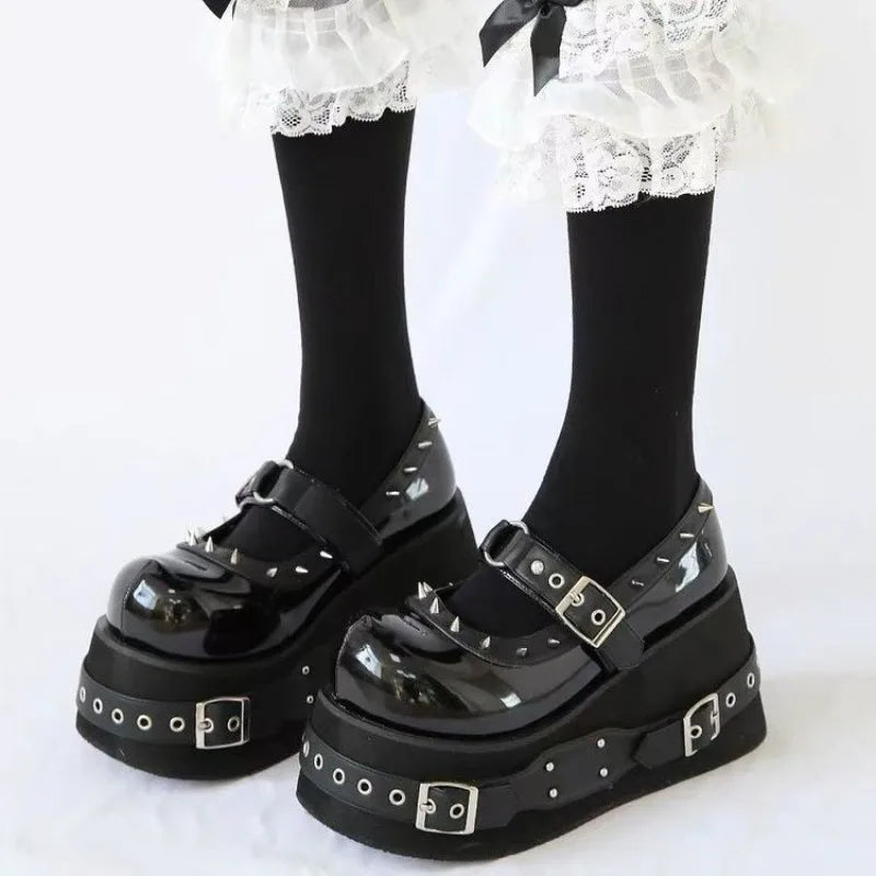 Sneakers Wedge High Heels Shoes Hot Star Graffiti Shoes on Platform Gothic