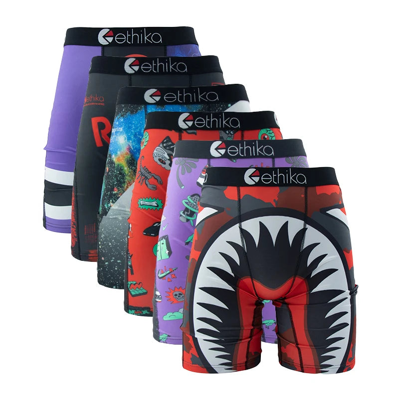 ETHIKA 6Pcs Men's Underwear Boxers, Breathable, Plus Size, Sexy Boxershorts