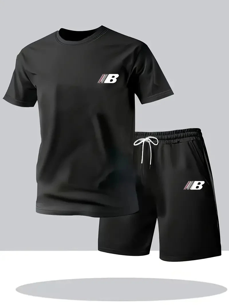 Men's Breathable Sportswear, Short Sleeve and Shorts, Lightweight and Comfortable