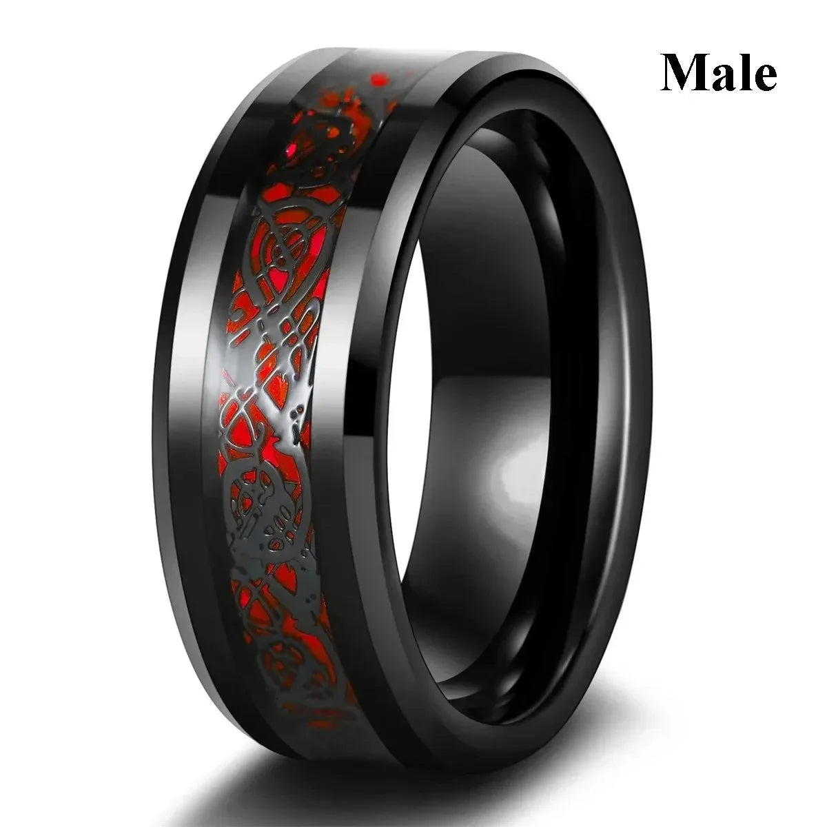 Couple Rings Romantic Purple Rhinestones CZ Rings Set, Trendy Steel Celtic Dragon Rings