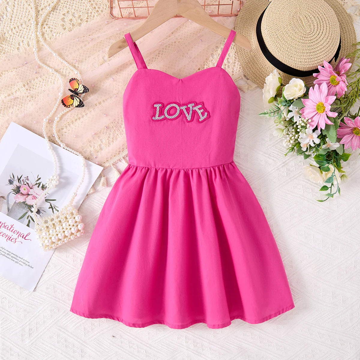 Girls Lace Up Sling Summer Dress, Sleeveless Dresses For 1-10 Years Cool Ventilated Clothes